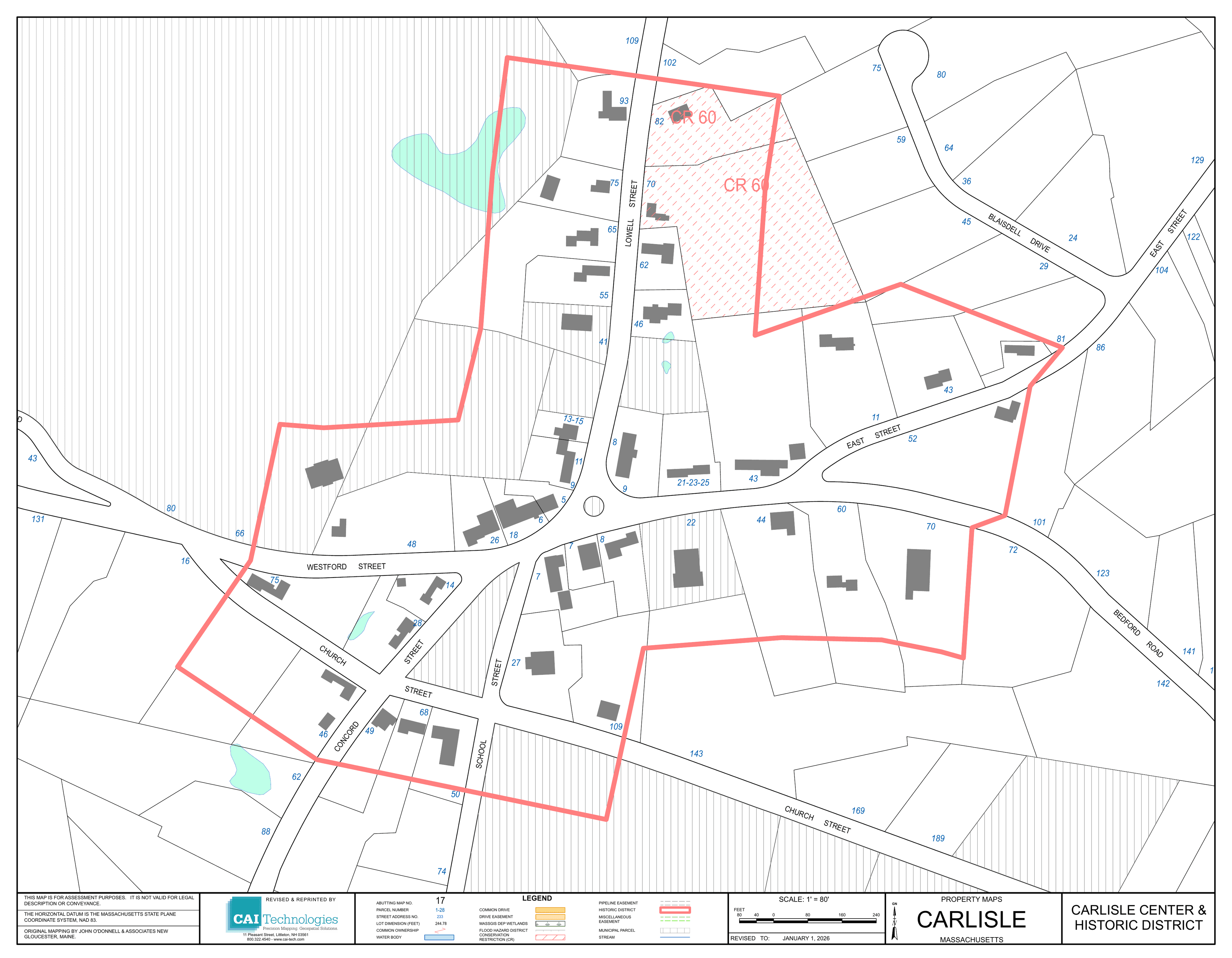 Carlisle Center and Historic District parcel map